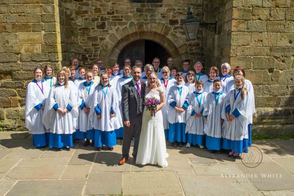 Bride and Groom group photo with the StMary's Church choir