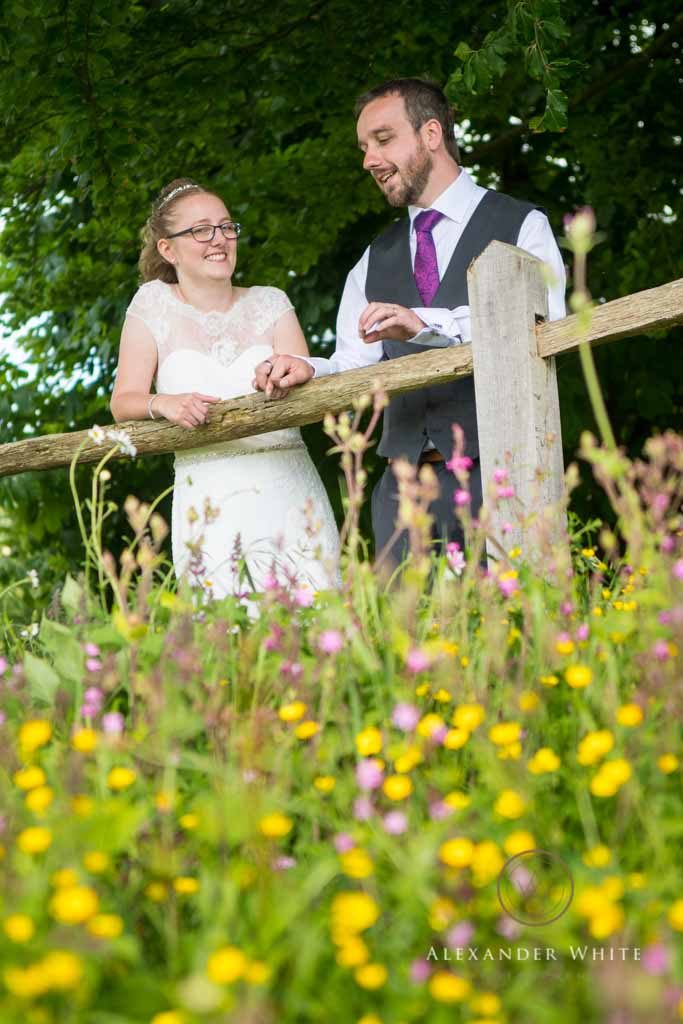 Bride and Groom talking and relaxing