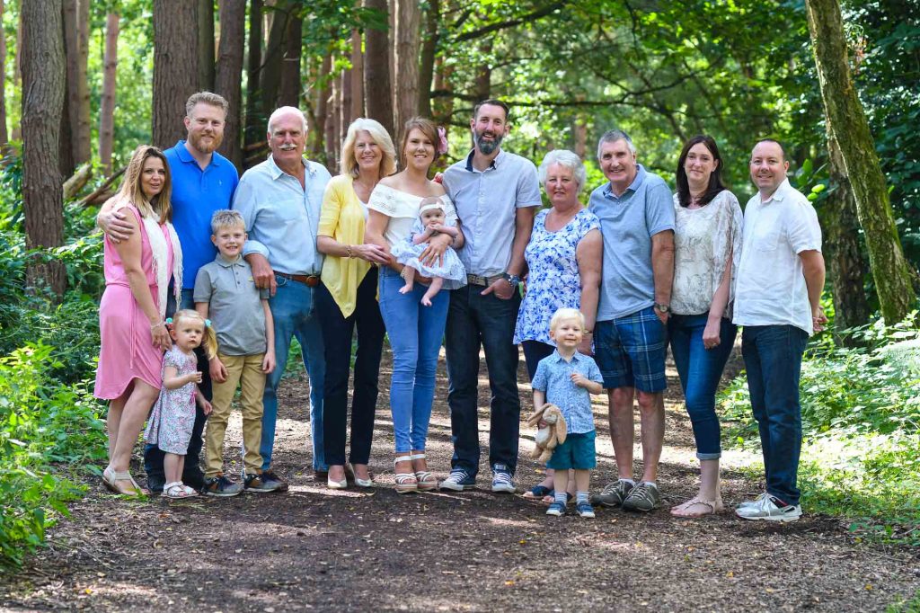 Large family group photo, with multi a generational focus
