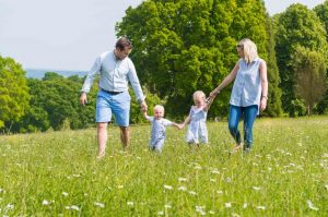Location family portrait of a young family