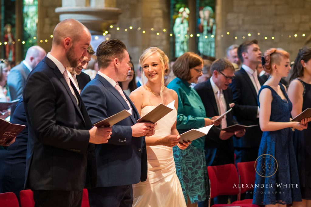 Bride and Groom looking at each other during the wedding service