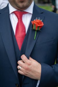 wedding photo of the groom's suit details