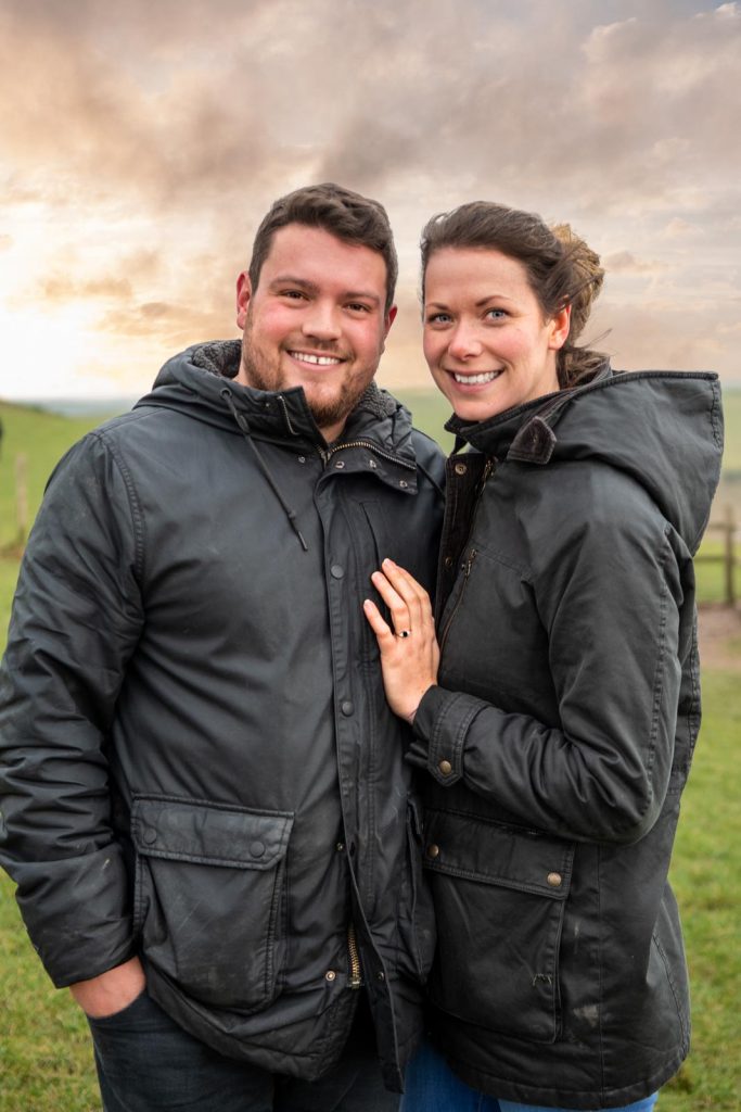 Alex and Emily up close having just got engaged.
