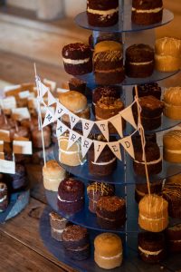 Detail photo of a cup cake wedding cake