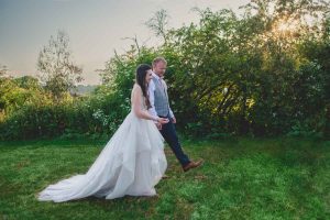 Wedding portrait of a couple taken at Southlands Barn