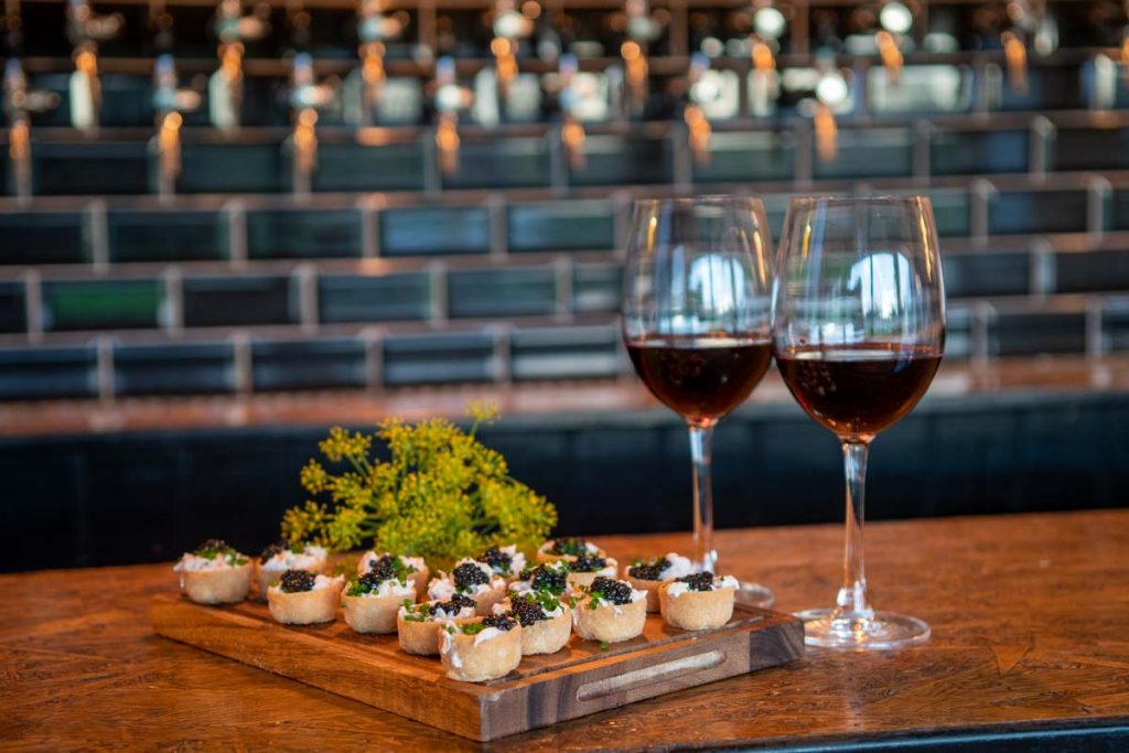 Wine and appetisers photographed for a local restaurant