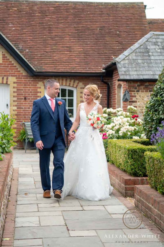 Bride and Groom photographed at Southend Barn in Chichester