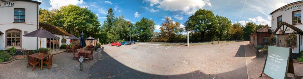 A Visual Impact Photograph showing a full 360 view outside a pub on the Surrey Sussex border.