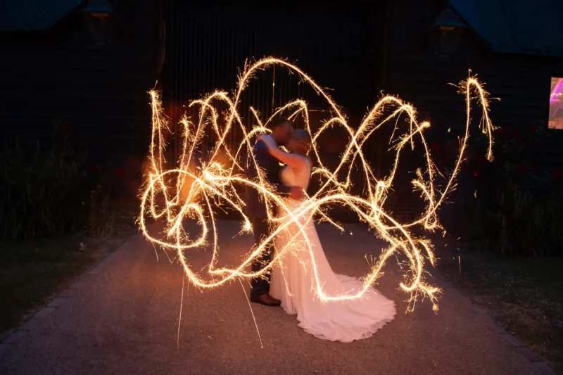 Sparkler long exposure photo from a wedding